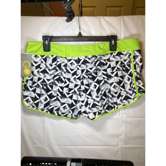 Go Gossip Women's Black White Contrast-Trim Swim Shorts w Drawstring, XL - Picture 3 of 14